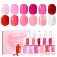 Beetles Pink Nail Polish Set - Love's Prism 12 Colors Valentine Nails Quick Dry Nail Polish Set