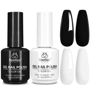 Beetles Black White Gel Polish Set - 2 Pcs 15ml Black And White Colors Polish French Nails