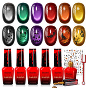 Beetles Witch Potion Cat Eye 6 Colors Gel Nail Polish Set Halloween Nails Gel Polish Set Halloween Box Limited Edition