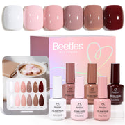 Beetles Gel Nail Polish Set Coffee Time - 6 Colors Neutral White Pink Nude Brown Gel Polish