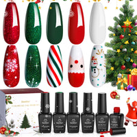 Beetles Christmas Gel Polish Set Stain Carol - 5 Colors Sparkle Red Green Set