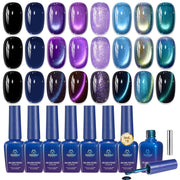 Beetles Starborn Galaxy 8 Colors Cat Eye Gel Polish Set Magnetic Blue Purple Shimmer