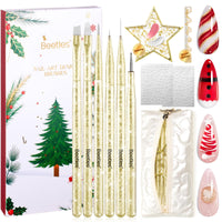 Beetles Christmas Nail Art Brushes 6pcs – Golden Gleam Nail Art Tools Liner Brushes for Nails