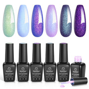Beetles Glitter Gel Polish Set – Kaleido Galaxy 6 Colors Easter Shimmer Chameleon Blue Green Purple UV LED Gel Nail Polish Sparkly Nail Gel Kit