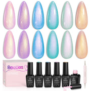 Pearl Gel Polish - 6 Colors Shimmer Pearl Shell Glitter Nail Polish