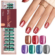 Beetles  Plus Cat Eye Nails Galaxy Aurora - 16 Sizes 224 Pcs 7 Colors Short Square Press On Nails