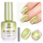 Beetles Pistachio Gleam Green Cat Eye Gel Nail Polish - 15ML Spring Gel Polish Light Green Cat Eye