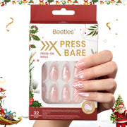 Beetles Press On Nails Christmas Snow - 32Pcs 16 Sizes Short Almond Press On Nails