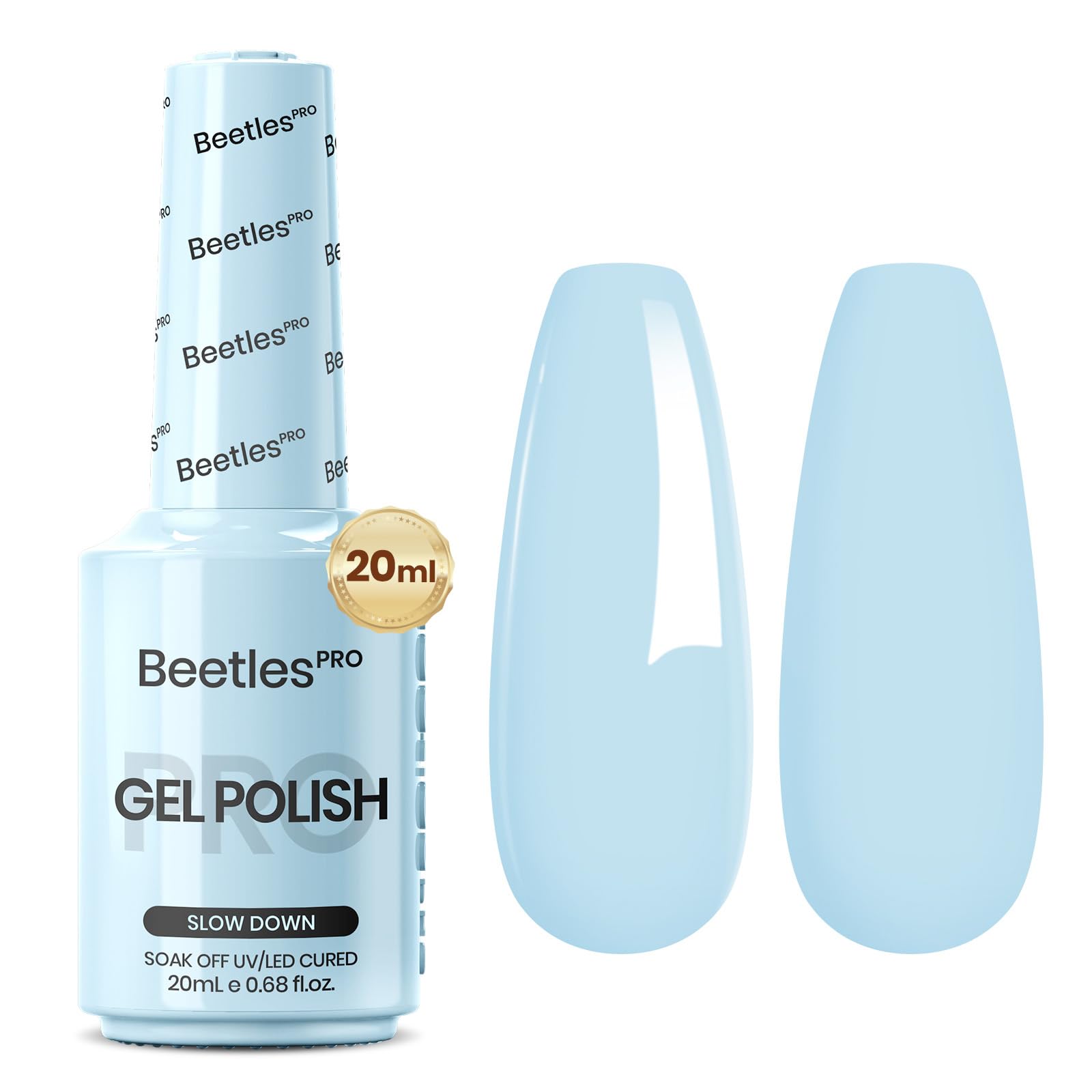 Beetles Pro Blue Gel Polish -Slow Down, Sky Baby Blue Color 20ML Gel Polish