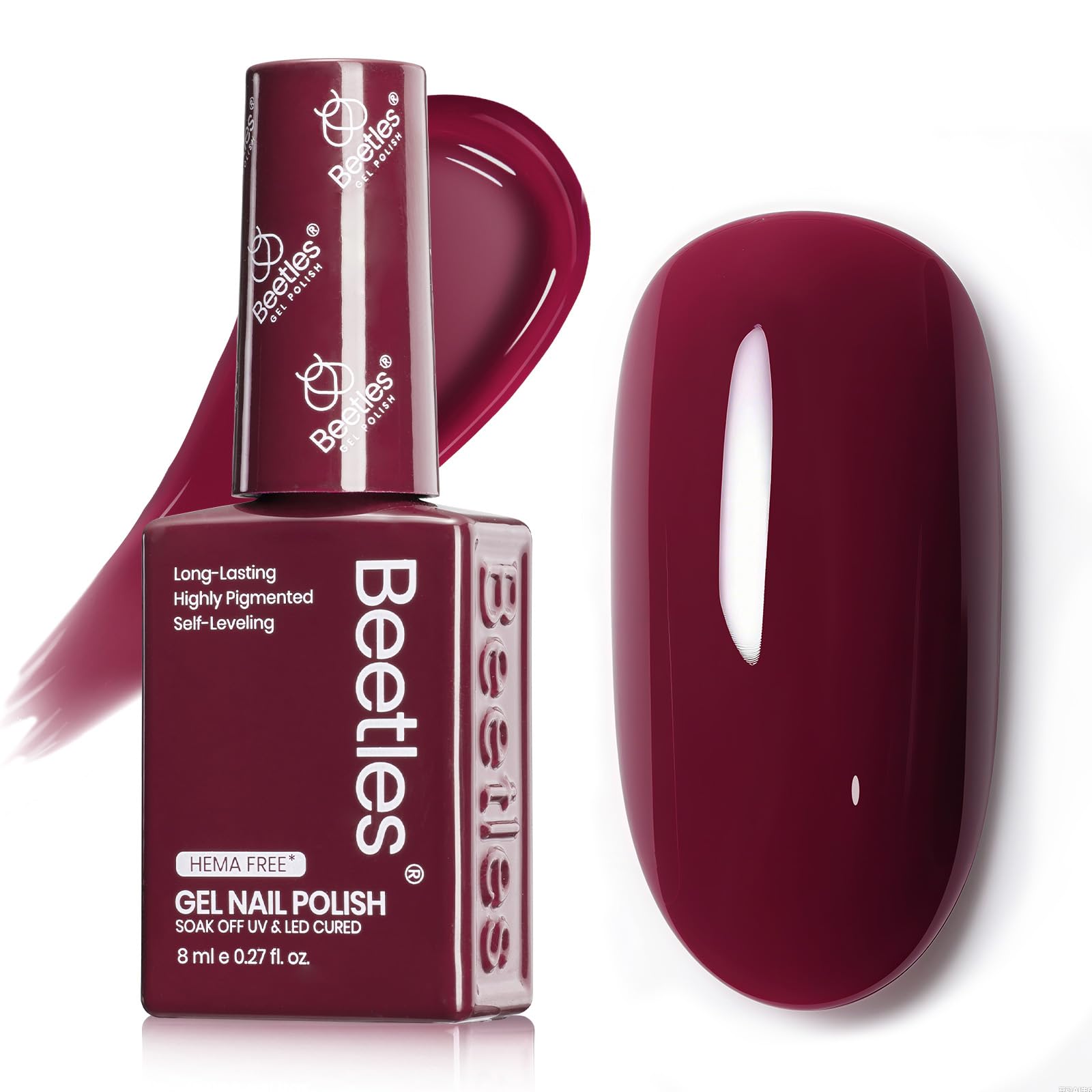 Beetles Gel Polish Hema-Free Winter Nails Burgundy Red- 8ML