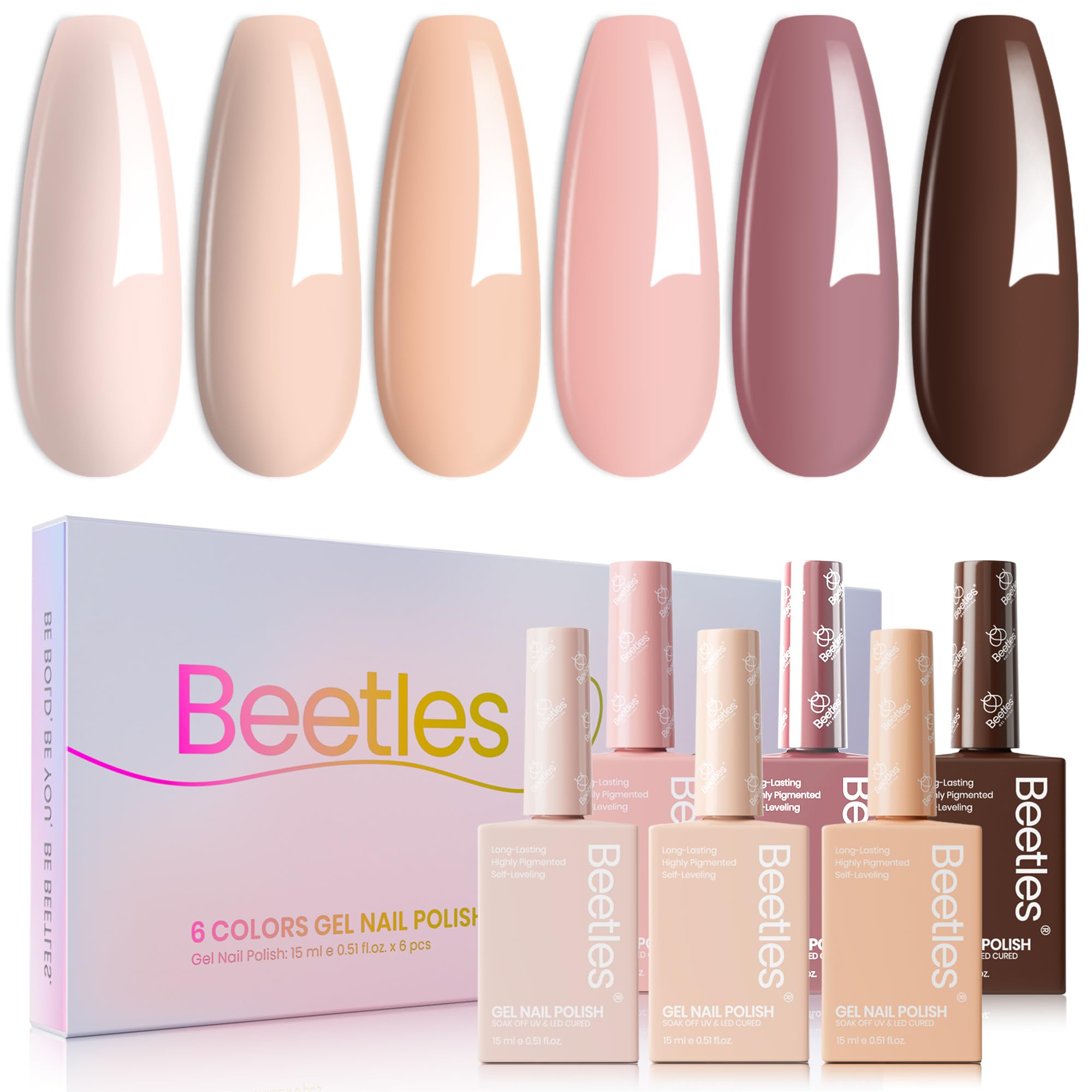 15ML*6-Nude Gel Nail Polish Set With 150pcs*1 White Nail Sponges