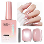 Beetles Blushing Haze Pink Cat Eye Gel Nail Polish 15ML Glitter Gel Polish Magnetic Translucent Glassy Effect