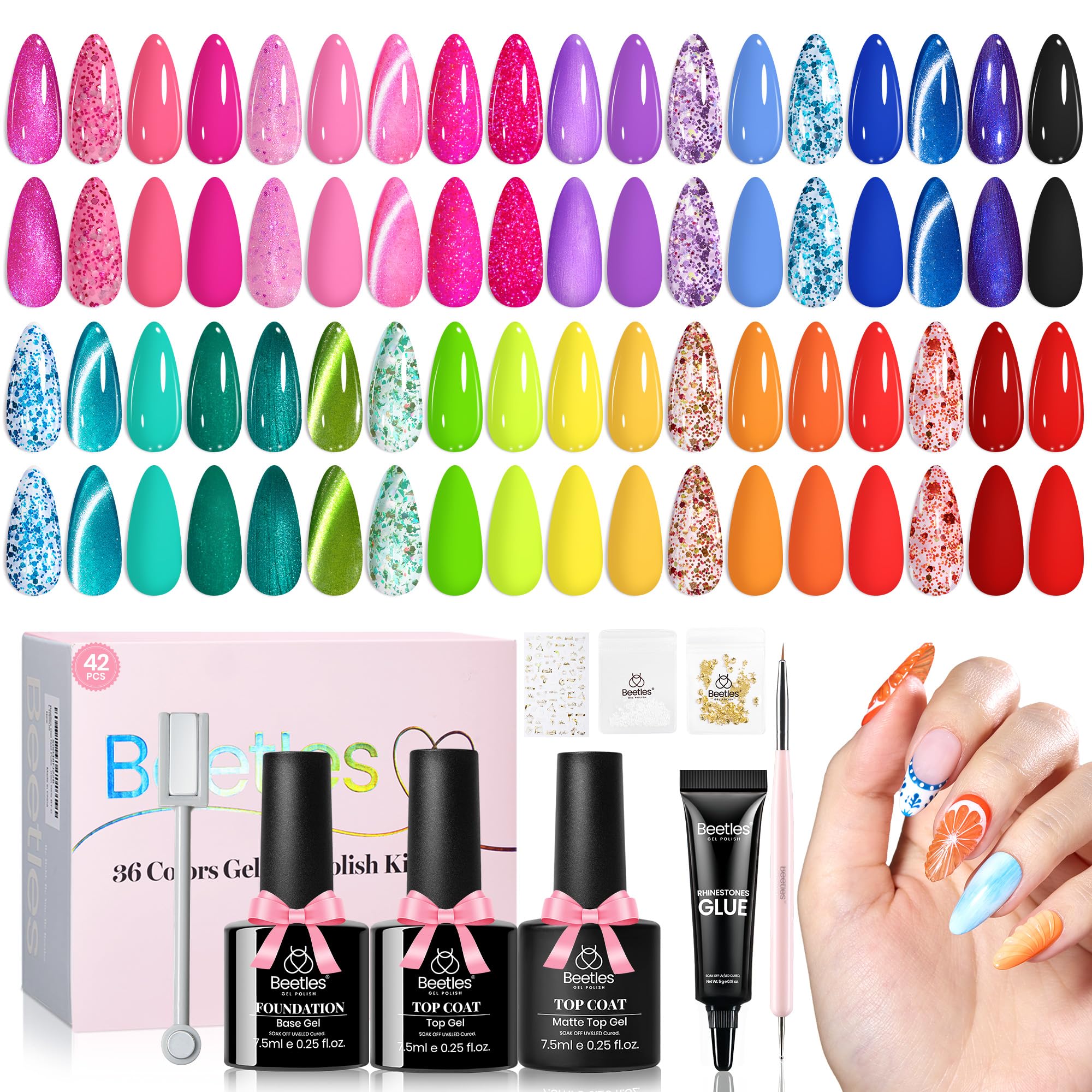 Beetles High Gloss Shine 36 Colors Summer Island Holiday Gel Nail Polish Kit