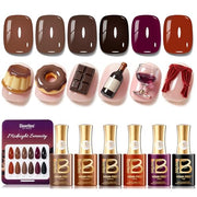 Beetles Winter Gel Polish Set Midnight Serenity HEMA-Free - 6 Colors 15ml Mocha Brown Gel Polish Set