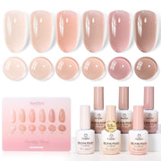 Beetles Gel Nail Polish Earthy Rose  6 Colors 15ML Nude Pink Brown Neutral Jelly Summer Nails Gel Polish Kit