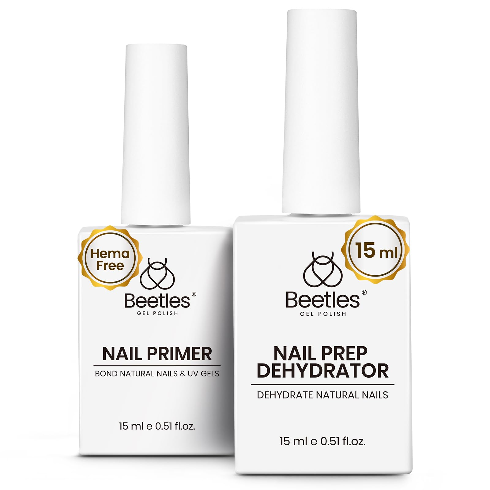 Nail Dehydrator and Primer Set - Acid Free HEMA Free Natural Prep for Long-Lasting Nails
