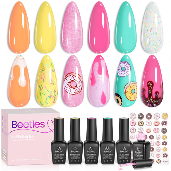 Summer Ice Cream - Valentines Nails 6 Colors Gel Nail Polish Set