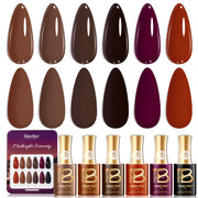 Beetles Winter Gel Polish Set Midnight Serenity HEMA-Free - 6 Colors 15ml Mocha Brown Gel Polish Set