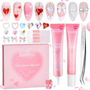 Beetles 3D Gel Nail Art Rhinestones Glue Kit - Valentine Nails Limited Nail Decorations for Nail polish