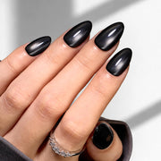 Beetles Pre-designed Cat-Eye tips Black Press On Nails 96 Pcs Matte Short Almond 16 Sizes