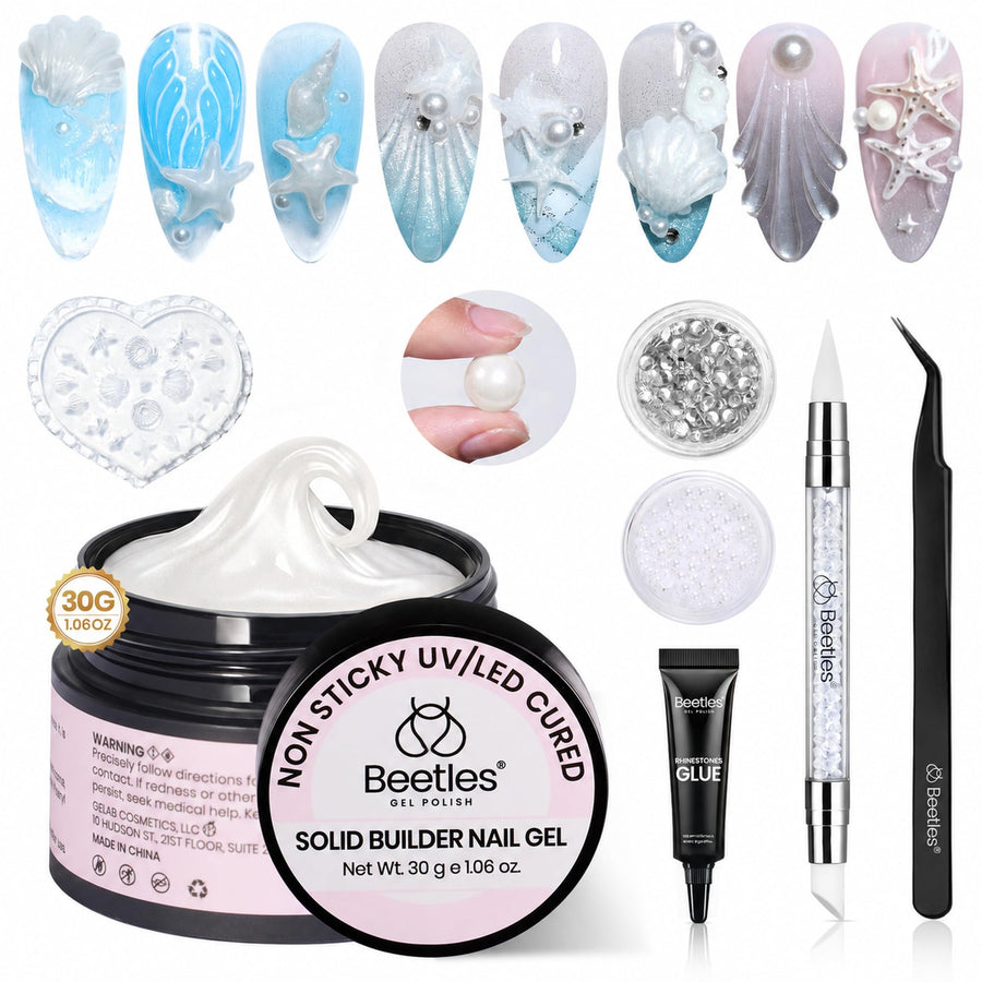 Beetles 3D Gel Nail Art & 3D Mold 1.06 oz Pearl White with Sculpting Pen