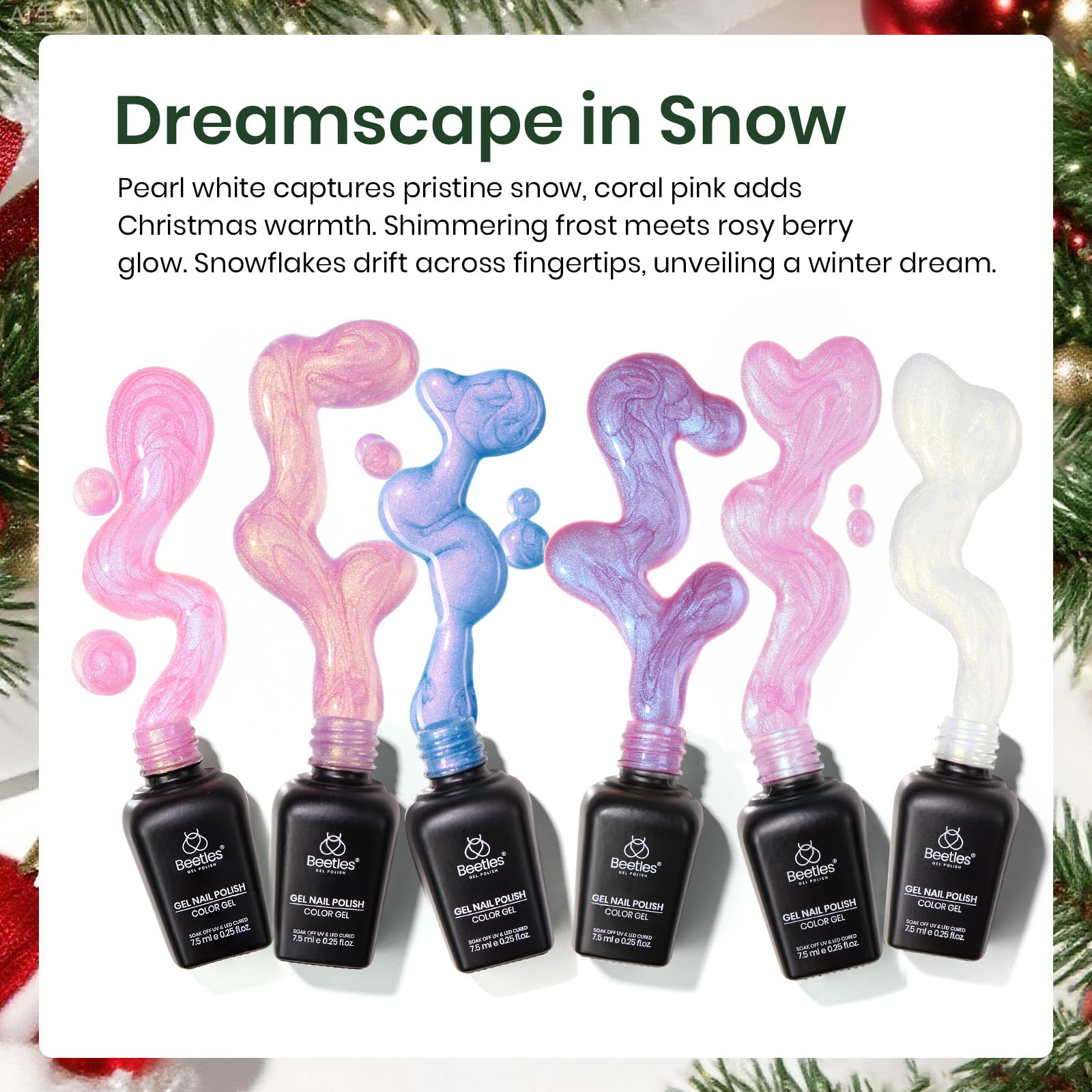 Beetles Christmas Gel Nail Polish Set Dreamscape in Snow - 6 Colors Pearl Pearlescent Set