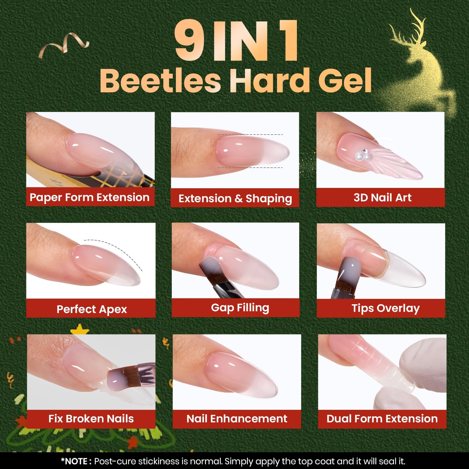 Beetles Christmas Limited Hard Gel Kit 3 Colors 9 in 1 Nail