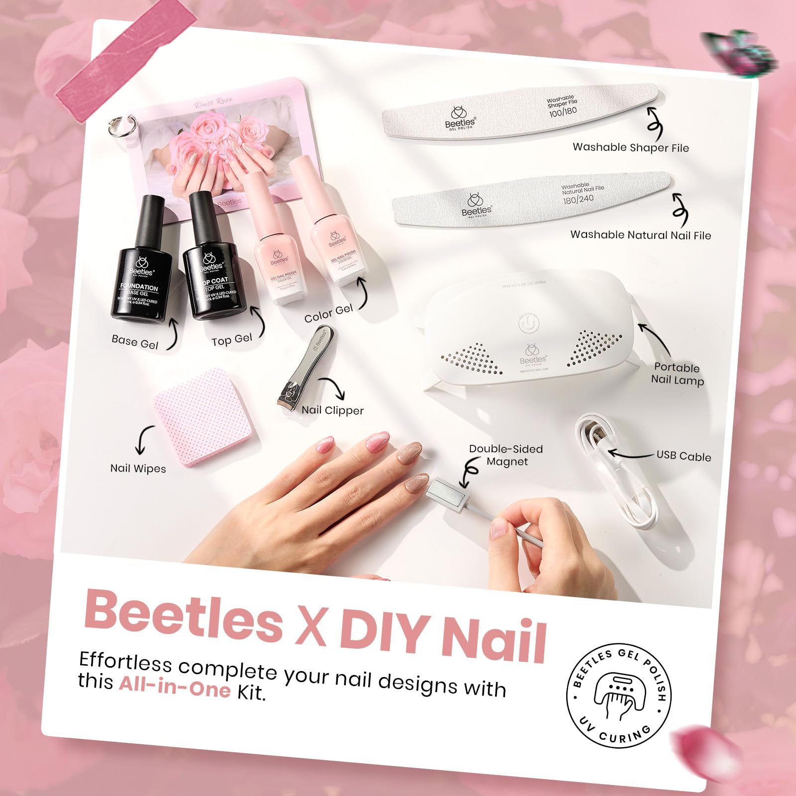 Dust Rose - 4 Colors Pink Champagne Cat Eye Gel Nail Kit