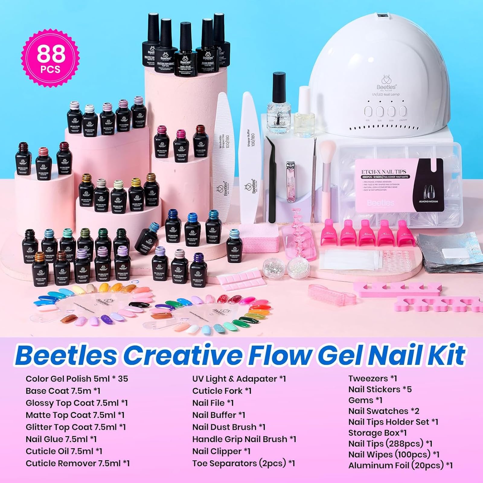 Beetles Gel Nail Starter Kit Creative Flow 35 Colors HEMA Free