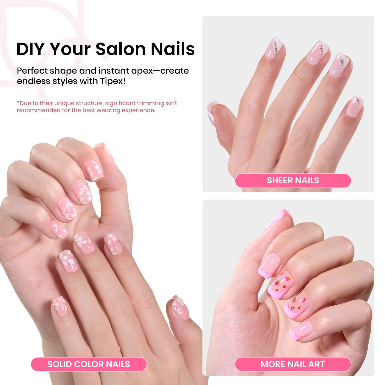 Beetles Tipex Instant Apex Nail Tips Kit - Extra Short Squoval 224Pcs 16 Sizes