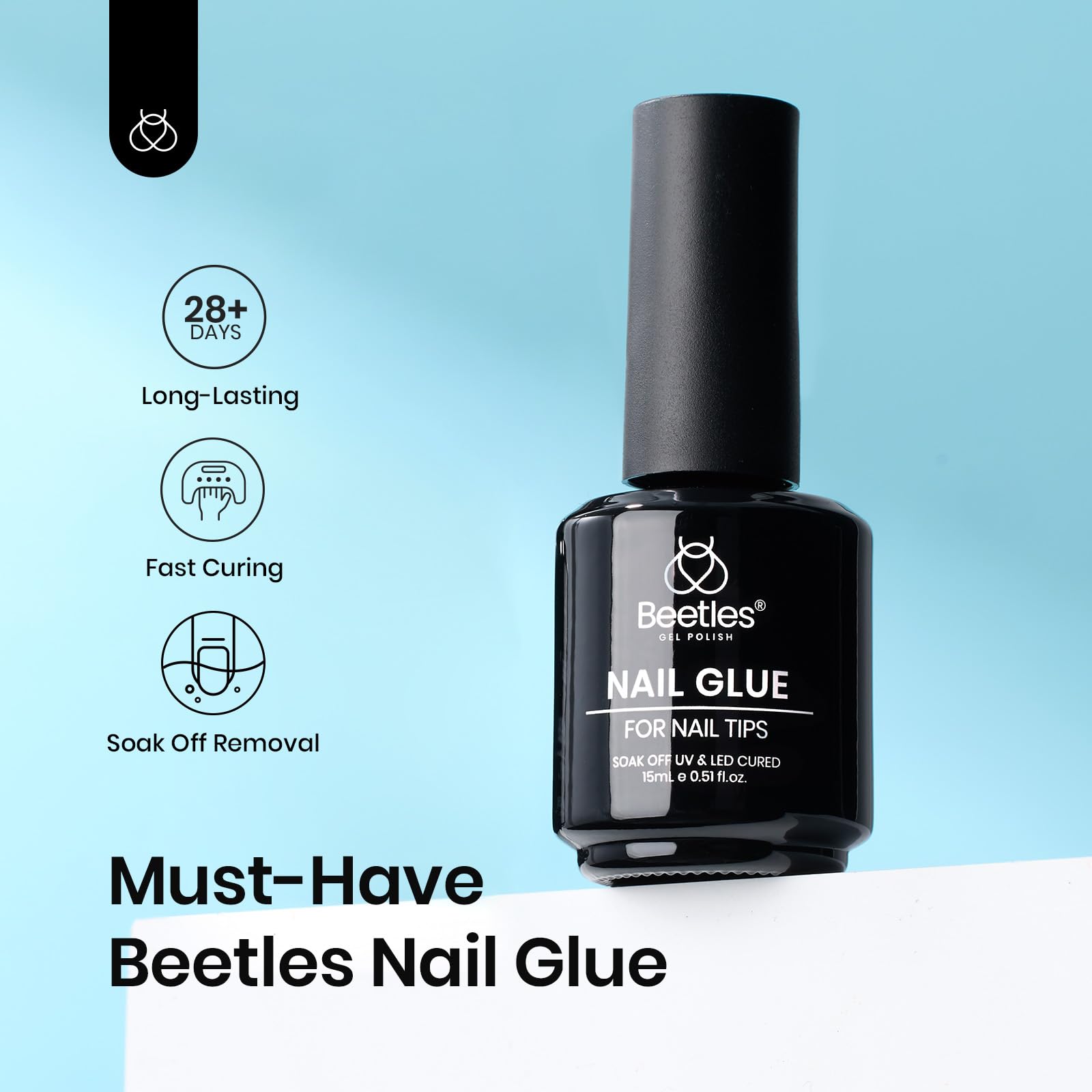 Beetles 15ml Gel Nail Glue 9 in 1 for Acrylic Nails Tips and Clear Press on Nails