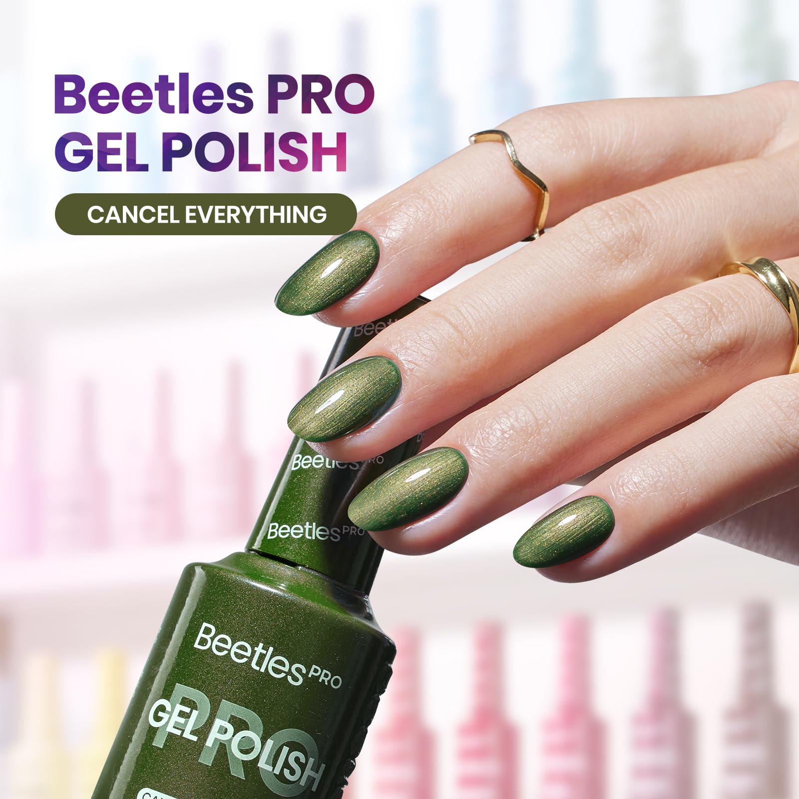 Beetles Pro Green Gel Polish - Cancel Everything, 1pc 20ml Army Green Color Glitter Gel Polish