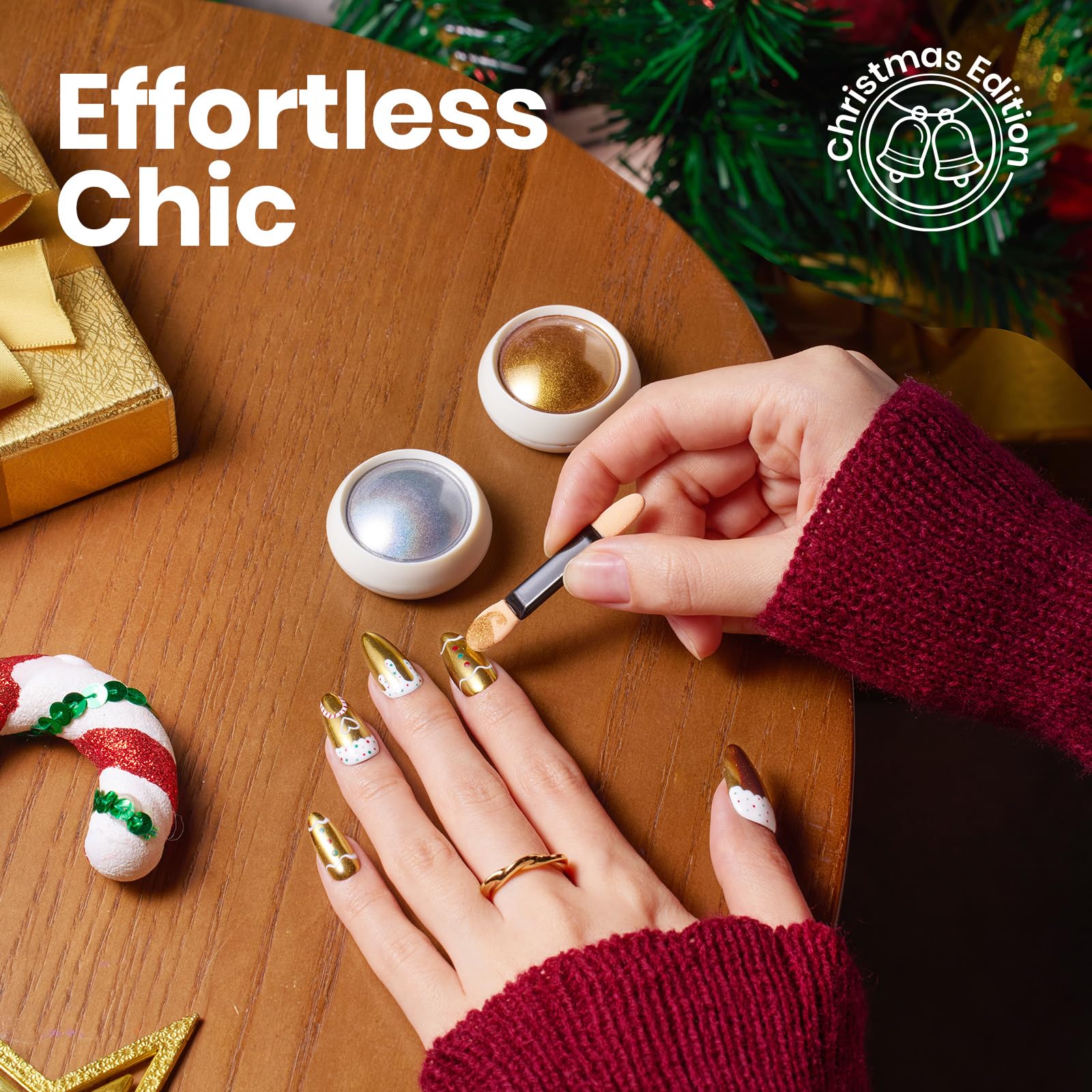 Beetles Chrome Nail Powder Christmas 8 Colors Mirror Effect Gold Silver Holographic Aurora Iridescent Pearl Manicure Nail