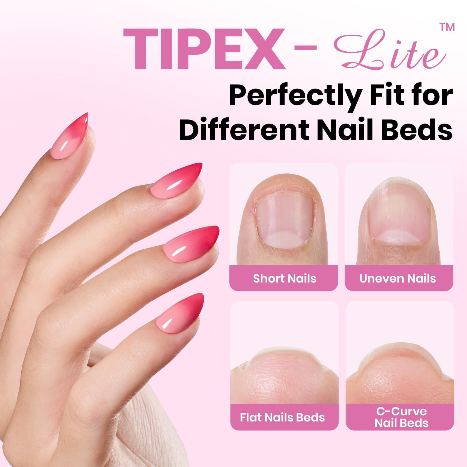 Beetles Tipex Lite Apex Nail Tips - Almond Short 256pcs 16 Sizes