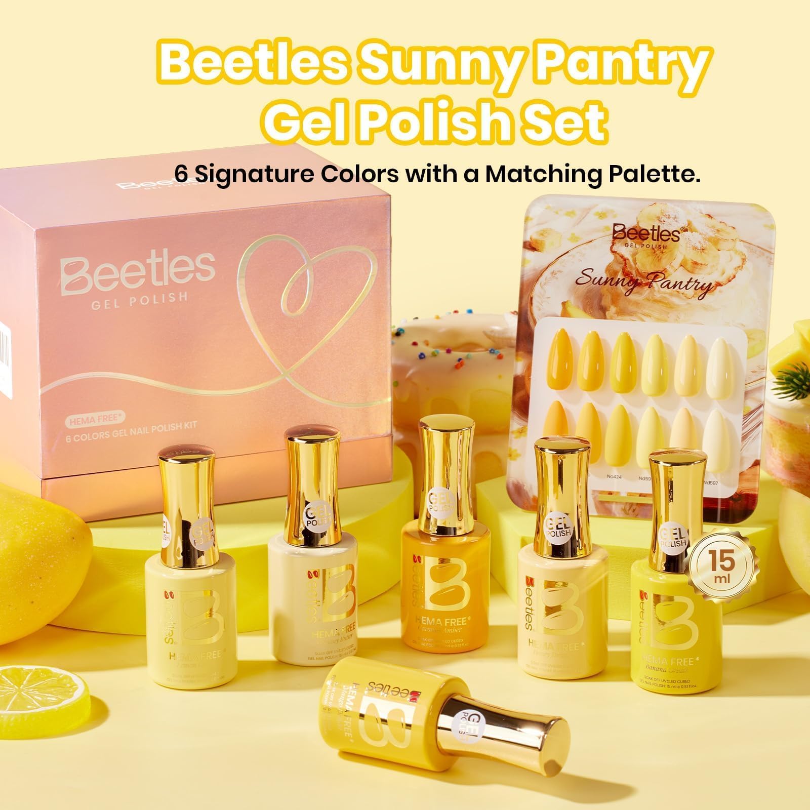 Sunny Pantry Yellow 6 Colors Beetles Hema Free Summer Nails Gel Polish Set 15ML
