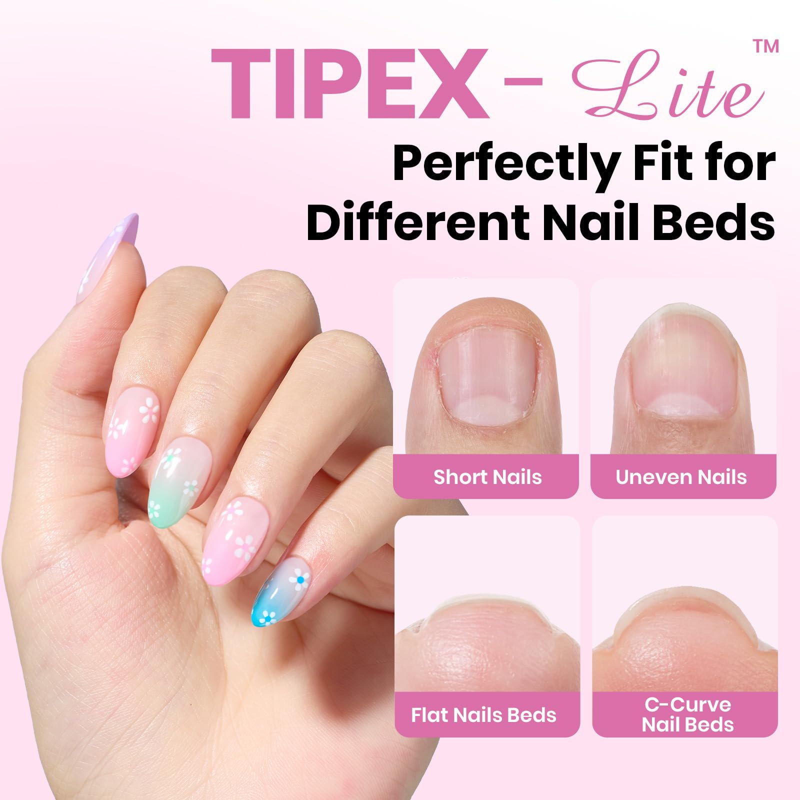 Beetles Tipex Lite Apex Nail Tips Almond Short - 96 pcs 16 Sizes