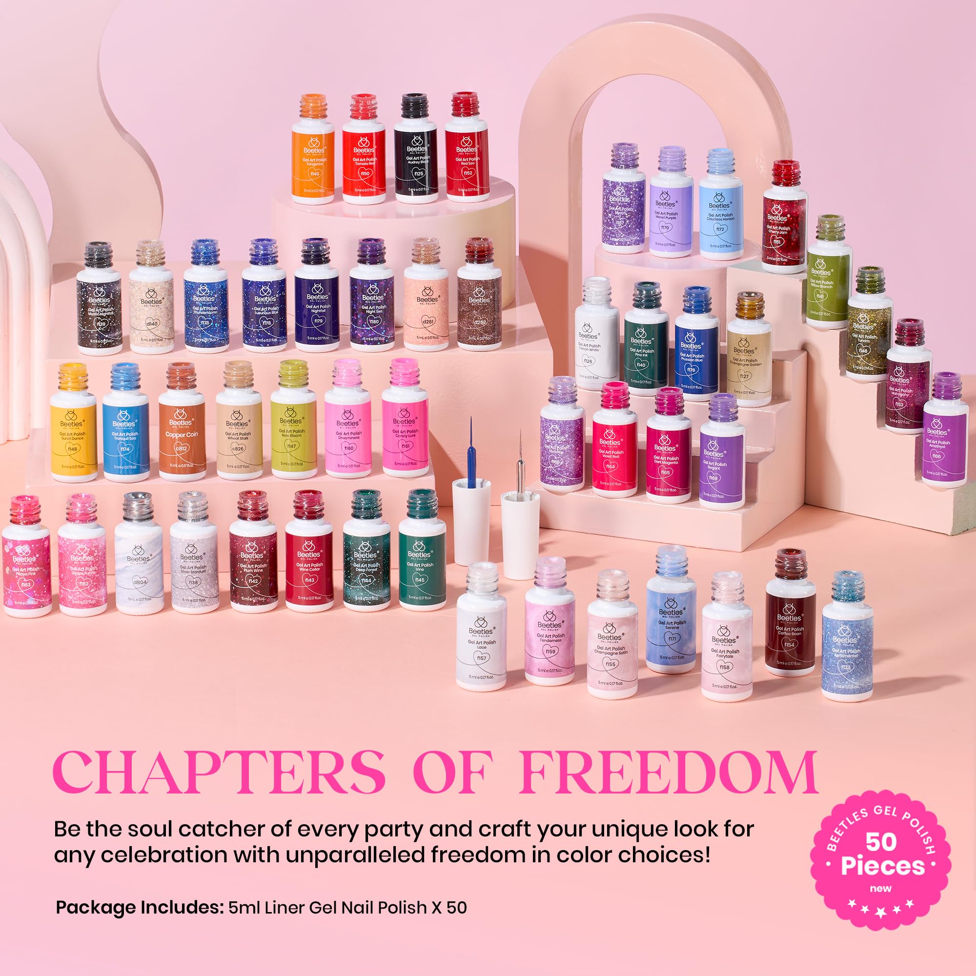 Beetles Gel Polish 50 Colors Nails Gel Liner Nail Polish Set French Tip Nail Art Polish
