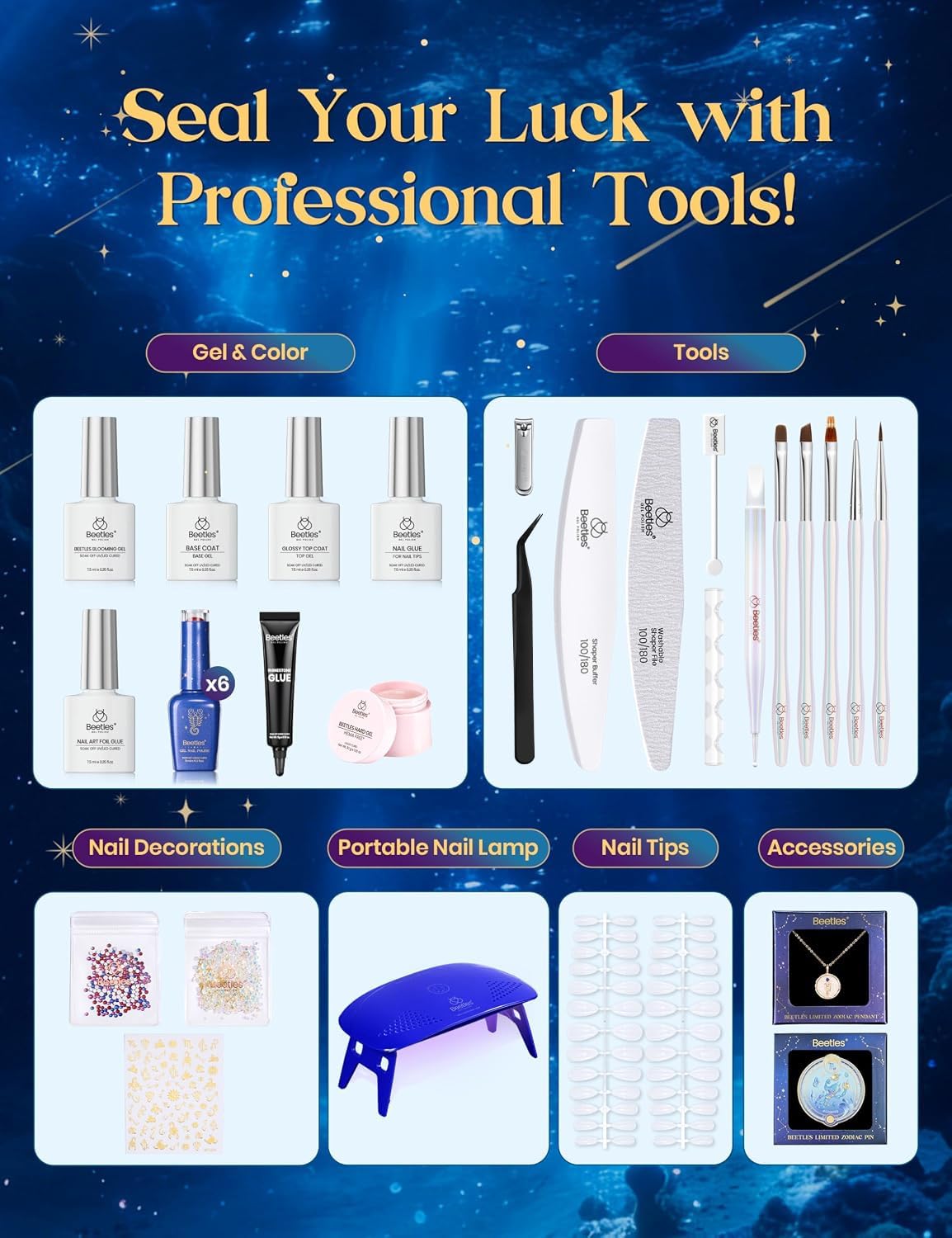 Beetles Lucky Box Scorpio Zodiac Sign Gel Nail Polish Kit - Summer Nails 6 Colors(11.29-12.17)