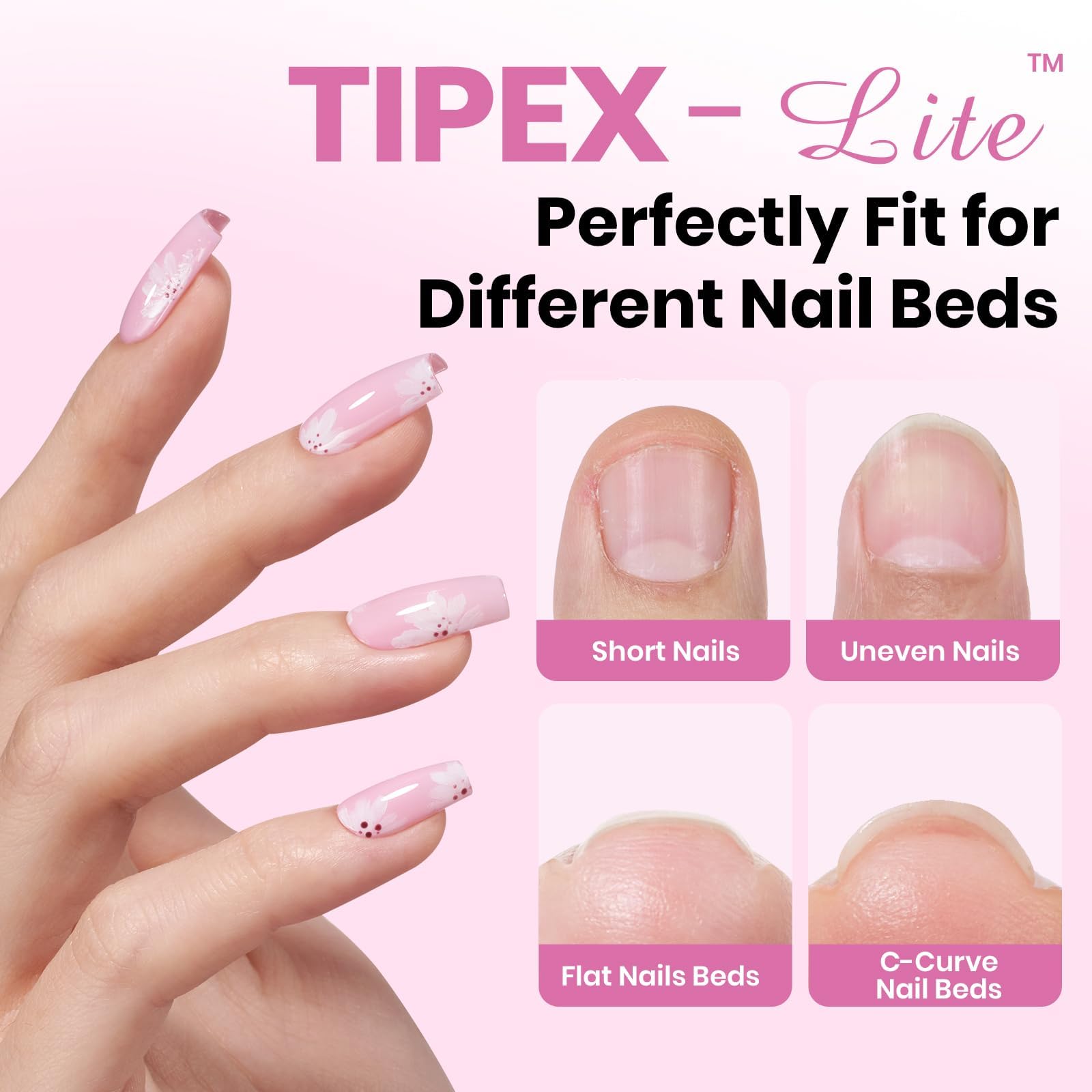 Beetles Tipex Lite Apex Nail Tips - Coffin Short 256pcs 16 Sizes