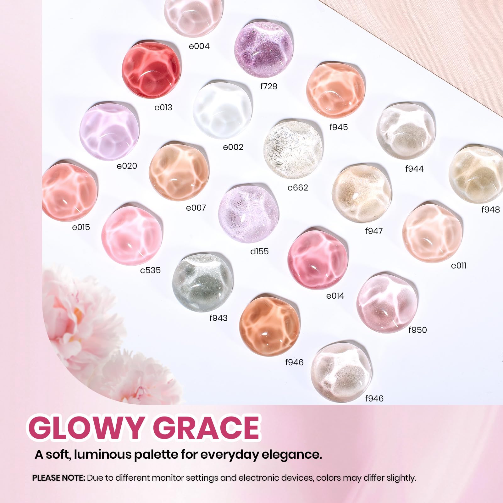Glowy Grace - 20 Colors Pink Jelly Glitter Cat Eye Nude Gel Nail Polish Kit