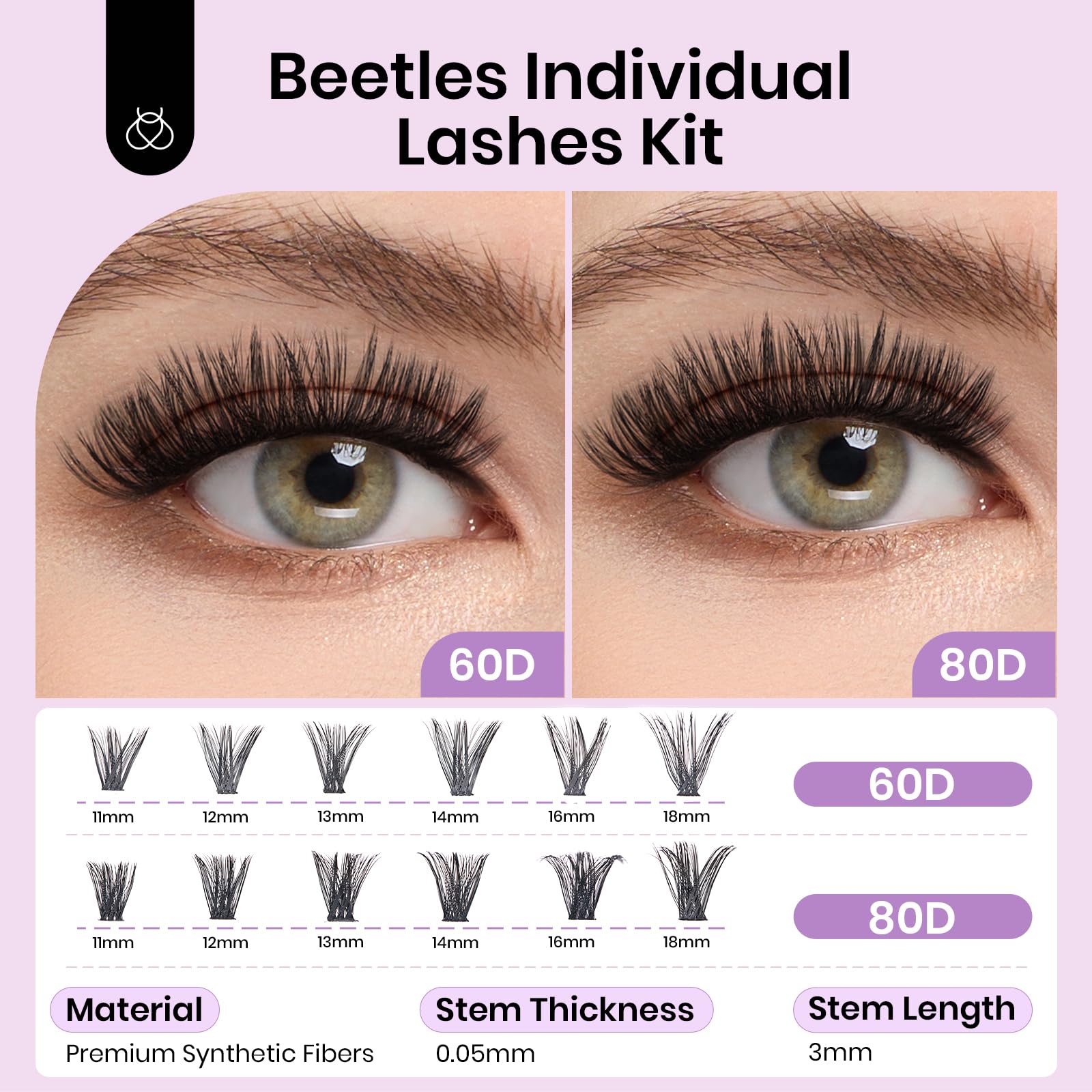 Individual Lashes  Kit  60D 80D Mixed Eyelash Clusters