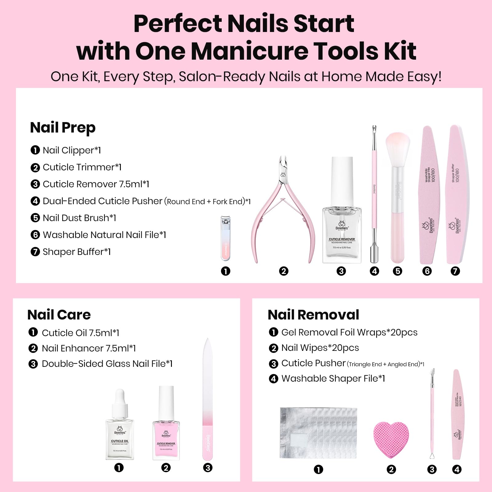 Beetles 14pcs Manicure Kit - Remover Kit Nail Care Kit Nail Prep Set
