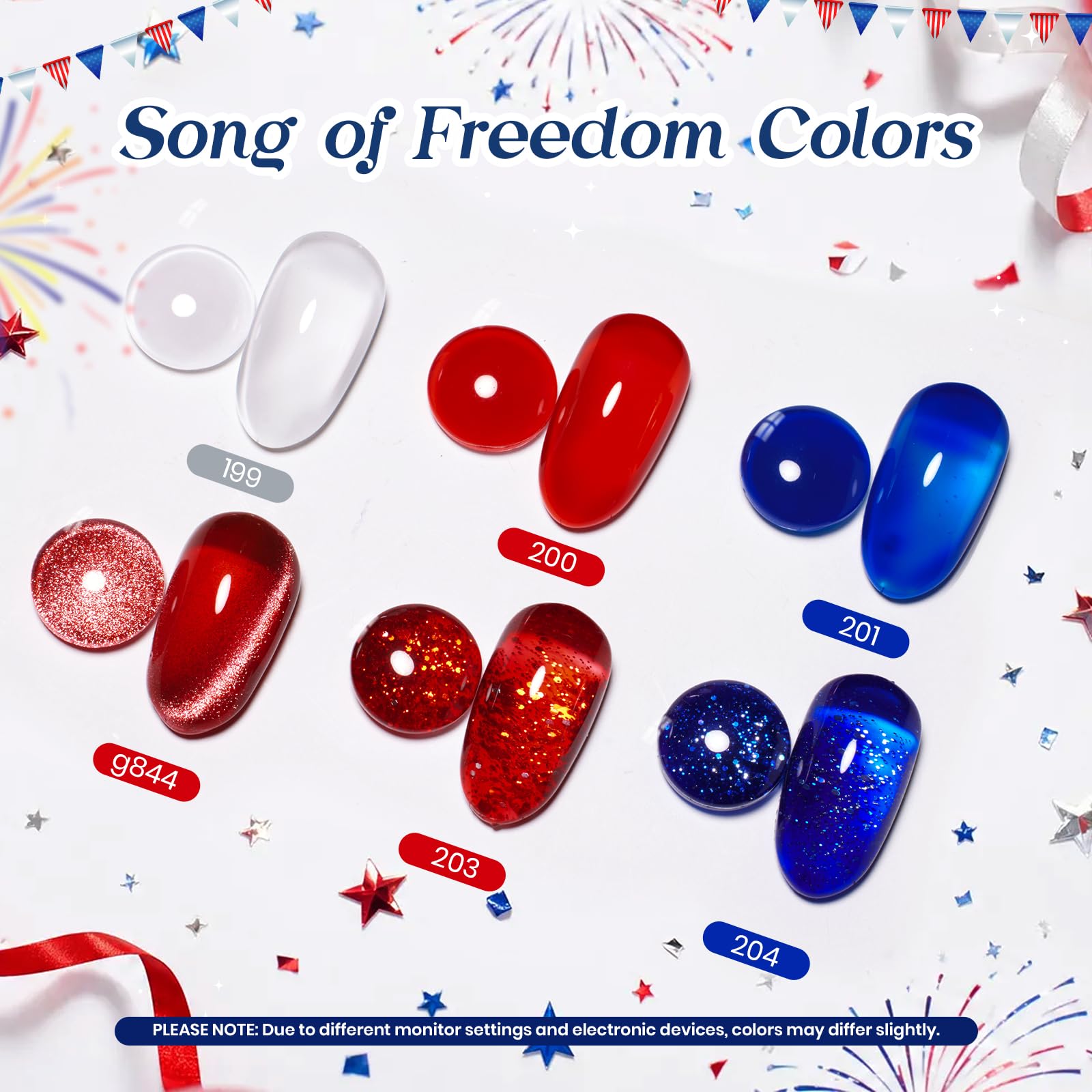 Song Of Freedom Colors| 6 Colors Red White Blue Gel Nail Polish With Cat Eye