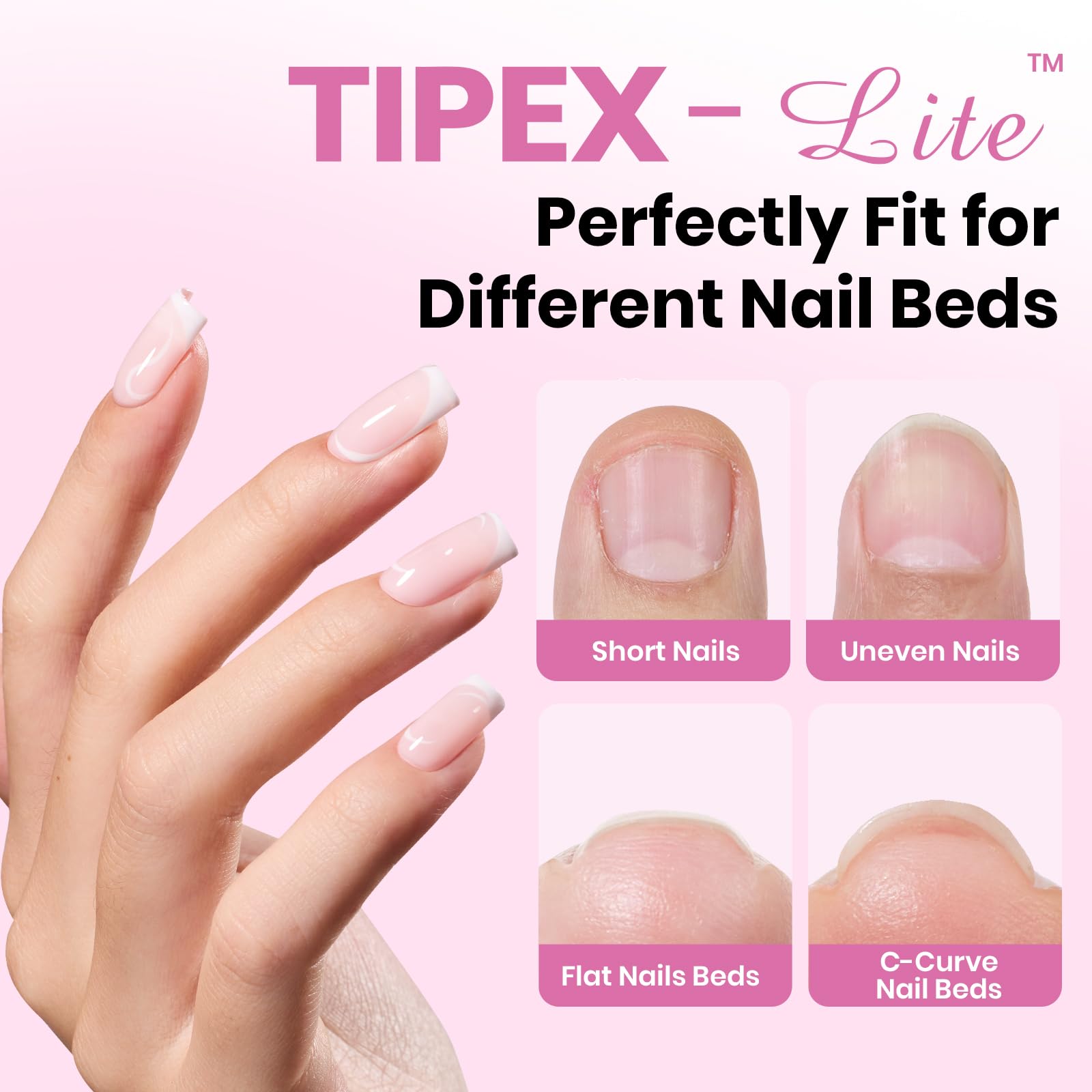 Beetles Tipex Lite Apex Nail Tips - Square Short 256pcs 16 Sizes