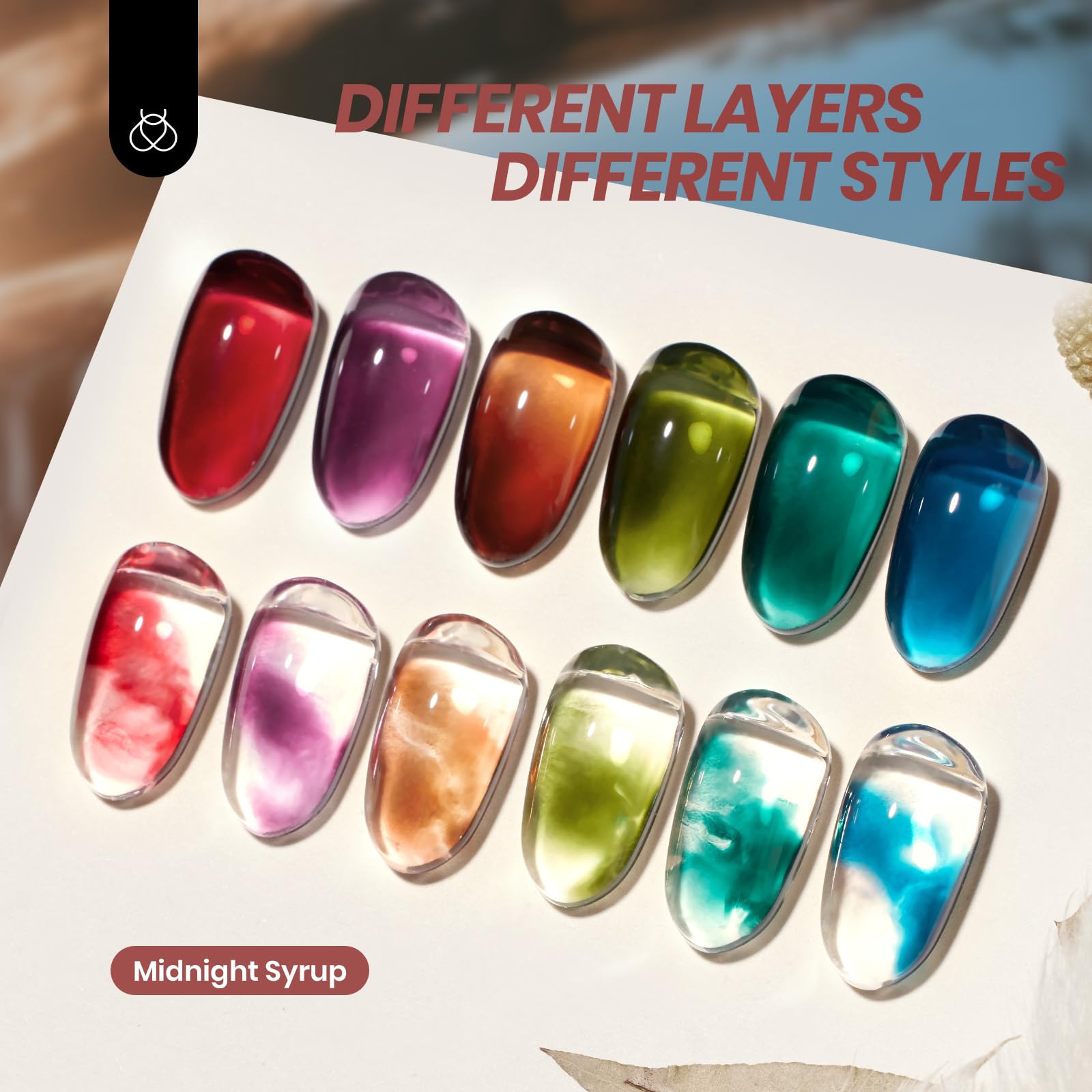 Midnight Syrup - 6 Colors Jelly Fall Gel Nail Polish Set
