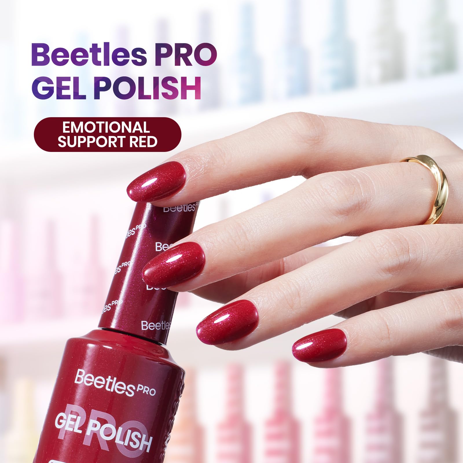 Beetles Pro Red Gel Polish - Emotional Support Red, Cherry Mocha Burgundy Color 20ML Glitter Gel Polish