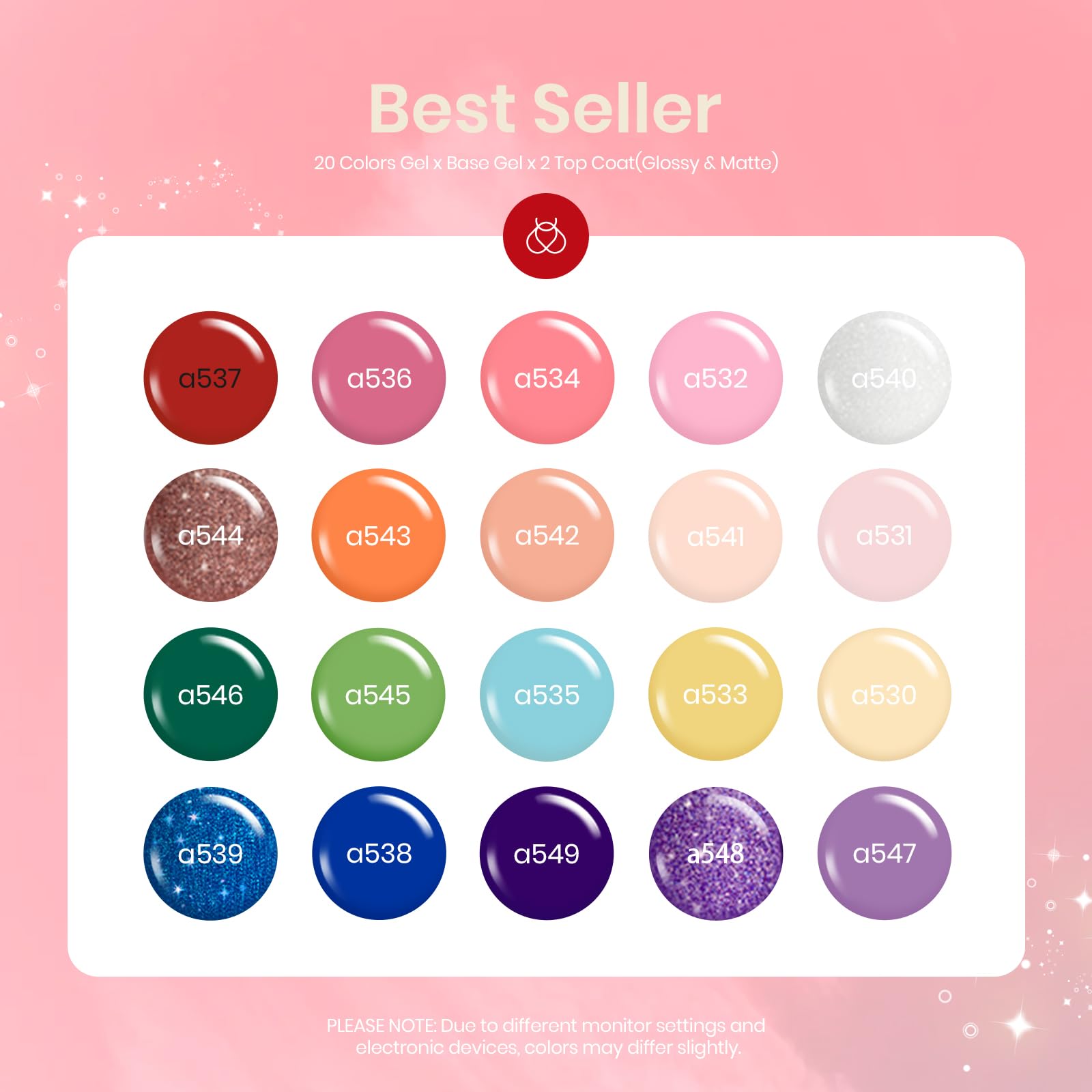 Shoujo Manga - 20 Gel Colors Set with Top and Base Coat