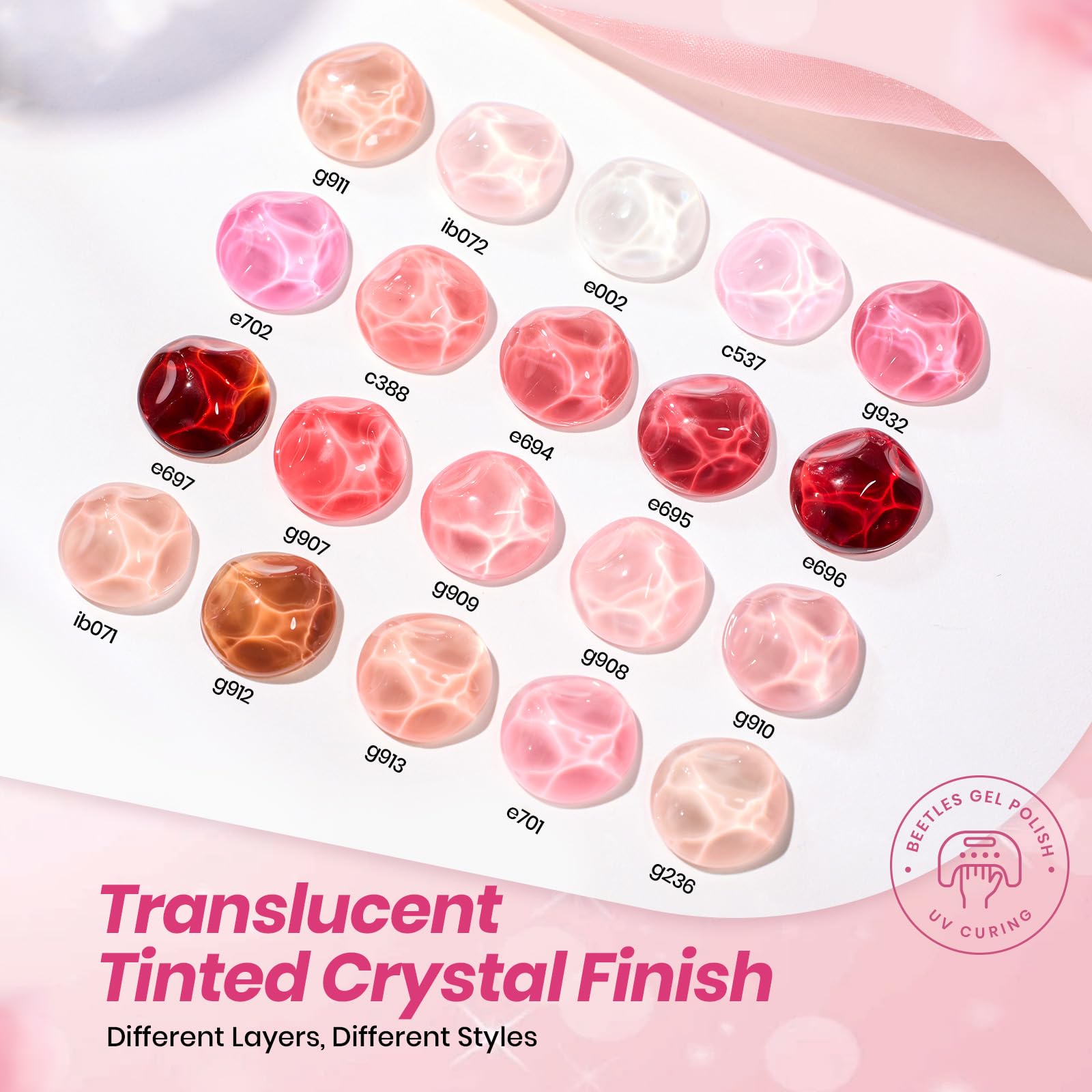 Translucent Tinted Crystal Finish 20 Colors Jelly Nude Nail Gel Nail Polish Set