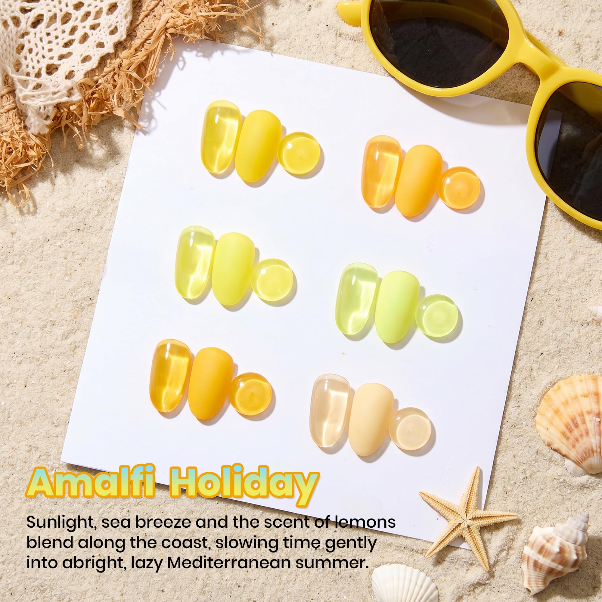 Beetles Amalfi Holiday 6 Colors Yellow Gel Nail Polish Set Summer Nails