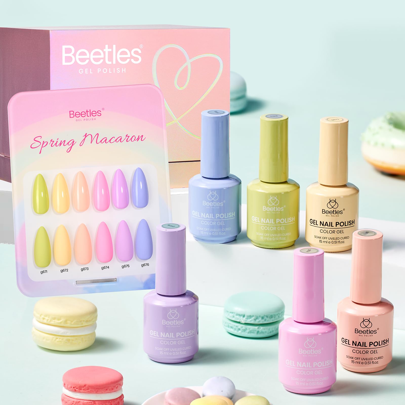 Beetles Pastel Gel Polish Set Spring Macaron Collection - 6 Colors 15ML Pastel Gel Polish